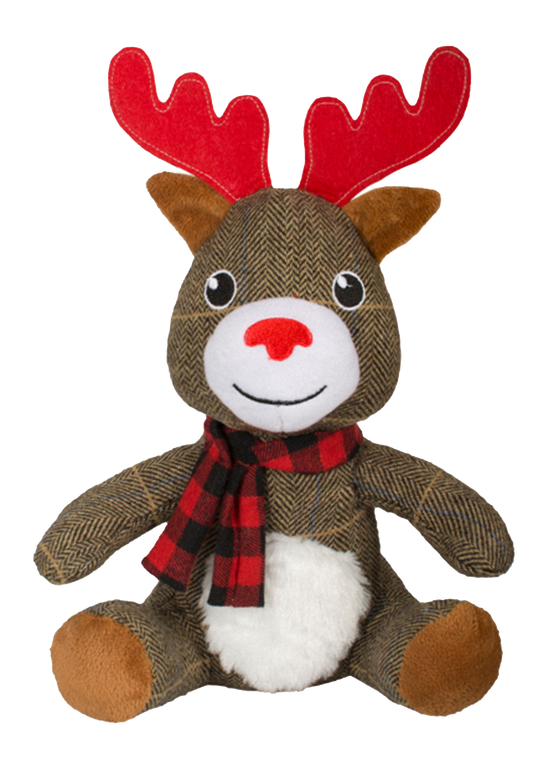 Luxe Kerstknuffel met geruite sjaal - Wasbeer