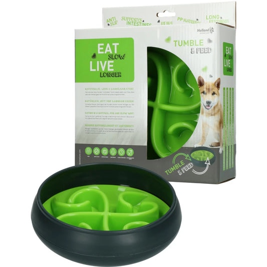 Eat Slow, Live Longer - anti schrok voerbak Tumble