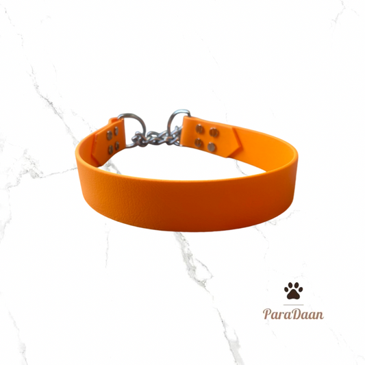 Biothane - Half-check halsband met RVS ketting
